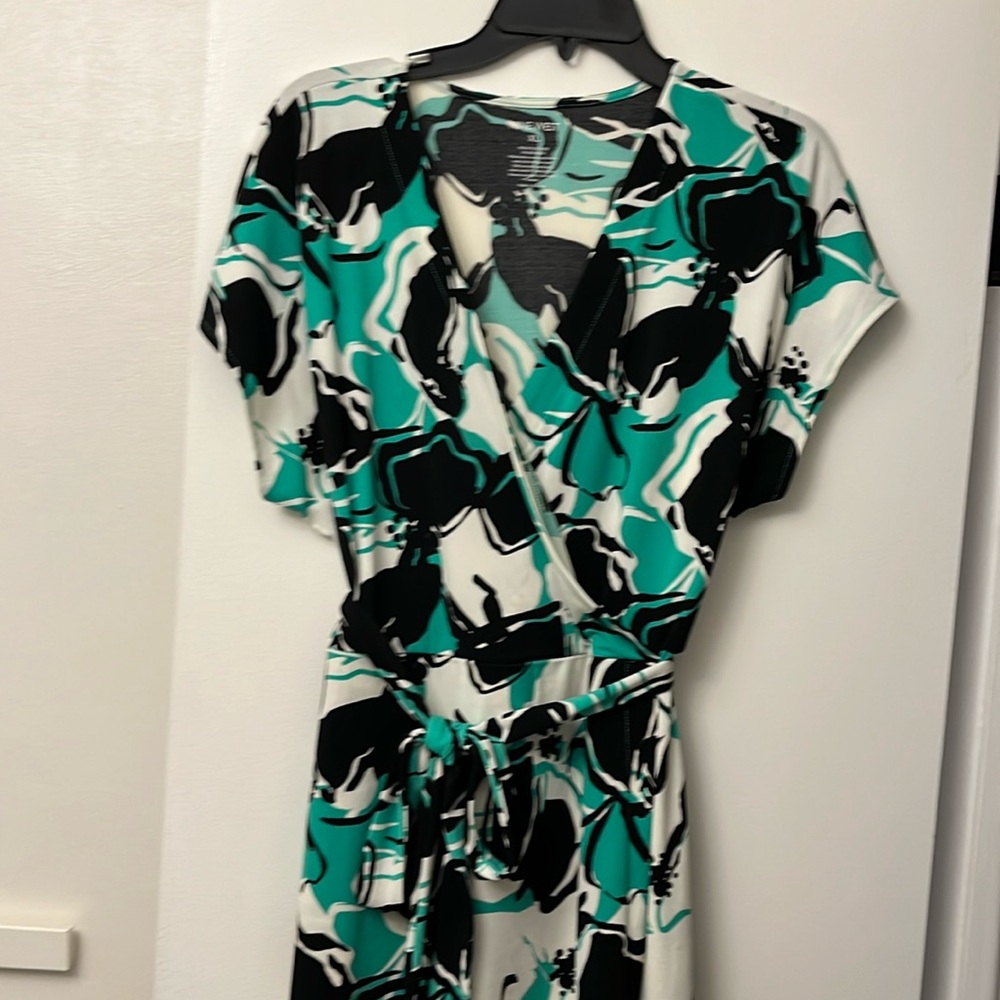 Nine West Black and Teal Wrap Dress